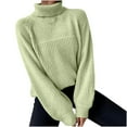 thumbnail image 1 of HAPIMO Women's Long Sleeve Sweater Casual Turtleneck Chunky Knit Loose Oversized Pullover Winter Solid Jumper Tops Teen Girls Clothes Green L, 1 of 6