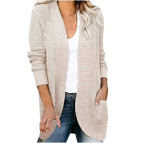 HAPIMO Women's Long Sweater Cardigan Sweater Top Outwear Casual Cardigan Sweater Top Jacket Fall Sweaters Teen Girls Clothes Beige L