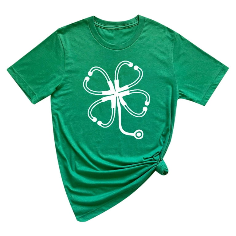 HAPIMO Rollbacks Women's St.Patrick's Day Shirt Round Neck Tee