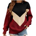 thumbnail image 1 of HAPIMO Rollbacks Womens Sweaters Fall Fashion Lantern Sleeve Round Neck Knitwear Colorblocked Casual Jumper Pullover Sweaters for Women Black L, 1 of 8