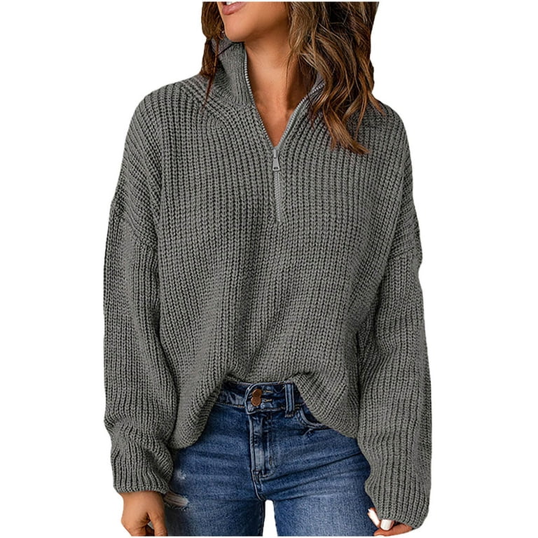 HAPIMO Rollbacks Womens Sweaters Fall Fashion Long Sleeve Half Zip