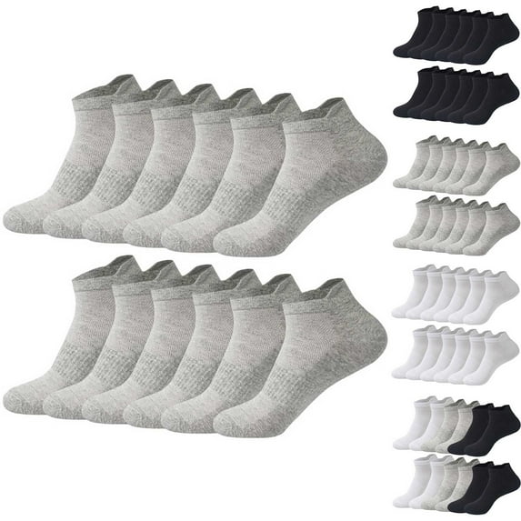 HAPIMO Running Athletic Socks Ankle Socks 6 Pairs, Solid Color Socks Slipper Xmas Gifts for Women Men Sports Socks Breathable Winter Cotton Socks Warm Black