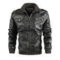 thumbnail image 1 of HAPIMO Sales Men's Biker Jacket Stand-up Collar Multi Pocket Zipper Color Matching Casual Slim Leather Jacket Gray, 1 of 3