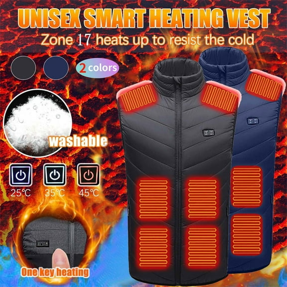 HAPIMO Sales Men's Heated with Battery Pack Zipper Lightweight Down Rechargeable Electric Dual Control Heated Apparel with 11 Heating Panels with Pocket Black XXXXXL