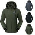 thumbnail image 1 of HAPIMO Sales Men's Outdoor Jacket Waterproof And Stain-Resistant Wind-Resistant Thermal Zipper Warm Jacket Detachable Cap Thicken Outwear with Drawstring Green XL, 1 of 4