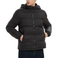 thumbnail image 1 of HAPIMO Sales Men's Winter Puffer Hoodie Jacket Casual Stand Collar Hoodless Straight Hem Zipper Double Pocket Cotton Padded Jacket Down Jacket Black, 1 of 8