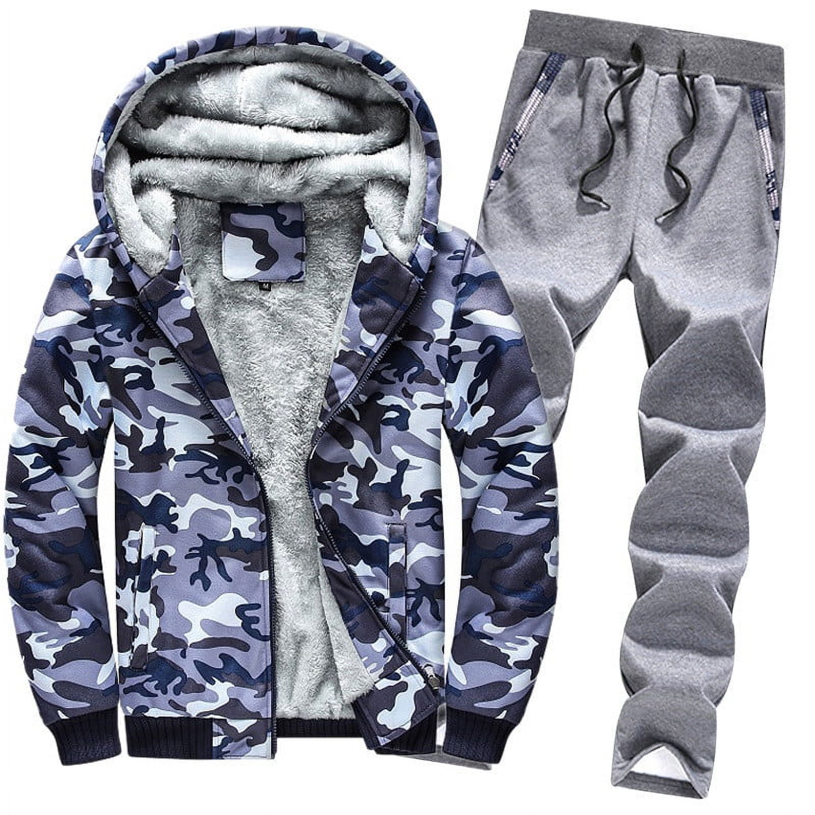 HAPIMO Sales Men's Zip Up Hooded Winter Jacket Plush Warm Winter Fuzzy ...