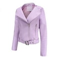 thumbnail image 1 of HAPIMO Sales Motorcycle Leather Jacket for Women Solid Lapel Collar Jacket Womens Silm Biker Outwear Long Sleeve Girls Fall Fashion Tops Casual Comfy Purple XXL, 1 of 5