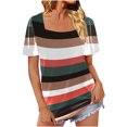 thumbnail image 1 of HAPIMO Sales Shirts for Women Scoop Neck Tee Shirt Casual Comfy Pullover Tops Teen Grils Fashion Clothes Short Sleeve Striped Daisy Print Womens Summer Tops Red XL, 1 of 7