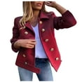thumbnail image 1 of HAPIMO Sales Short Woolen Cloth Jacket for Women Girls Fall Fashion Tops Casual Comfy Long Sleeve Womens Turn Down Collar Outwear Button Down Bust Pocket Jacket Wine M, 1 of 8