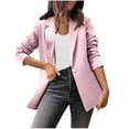 thumbnail image 1 of HAPIMO Sales Suit Jacket for Women Girls Fall Fashion Tops Womens Lapel Collar Outwear Long Sleeve Casual Comfy Solid Button Down Blazer Jacket Pink XXXL, 1 of 5