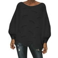 thumbnail image 1 of HAPIMO Sales Sweaters for Women Lantern Sleeve Crewneck Crochet Knitwear Solid Color Casual Loose Jumper Pullover Womens Bat Sweaters Fall Fashion Black S, 1 of 4