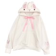 thumbnail image 1 of HAPIMO Sales Sweatshirt for Women Casual Pocket Pullover Tops Solid Color Long Sleeve Relaxed Fit Womens Cap Rabbit Ears Hoodie Sweatshirt Teen Girls Clothes White M, 1 of 7