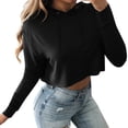 thumbnail image 1 of HAPIMO Sales Sweatshirt for Women Drawstring Crop Pullover Tops Solid Color Long Sleeve Relaxed Fit Womens Hoodie Sweatshirt Teen Girls Clothes Black M, 1 of 5