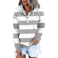 thumbnail image 1 of HAPIMO Sales Sweatshirt for Women Long Sleeve Casual Striped Color Splicing Sweatshirt Button V-Neck Pullover Tops Pocket Drawstring Teen Girls Fashion Clothes White S, 1 of 6