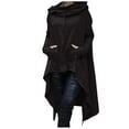 thumbnail image 1 of HAPIMO Sales Sweatshirt for Women Pocket Drawstring Pullover Tops Irregular Hem Solid Color Long Sleeve Relaxed Fit Womens Hoodie Sweatshirt Teen Girls Clothes Black XXL, 1 of 8