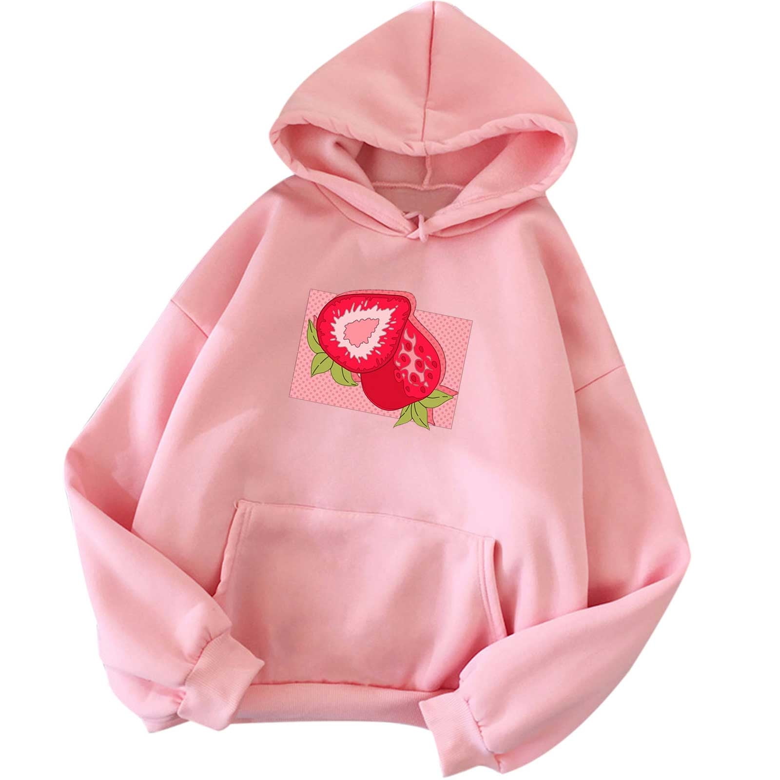 HAPIMO Savings Sweatshirt for Women Pocket Drawstring Pullover Tops Letter  Print Long Sleeve Relaxed Fit Womens Hoodie Sweatshirt Teen Girls Clothes  Red XXL 