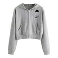 thumbnail image 1 of HAPIMO Sales Sweatshirt for Women Zipper Pocket Drawstring Crop Pullover Tops Cat Graphic Print Long Sleeve Relaxed Fit Womens Hoodie Sweatshirt Teen Girls Clothes Gray M, 1 of 4