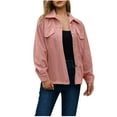 thumbnail image 1 of HAPIMO Sales Women's Corduroy Shirt Solid Color Button Recreational Long Sleeve Lapel Collar Blouse Tops Teen Grils Fashion Clothes Pink XL, 1 of 6