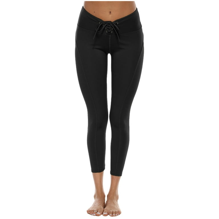 HAPIMO Sales Women's Drawstring Yoga Pants Workout Pants Slimming Stretch  Athletic High Waist Tummy Control Hip Lift Tights Running Yoga Leggings for  Women Black L 