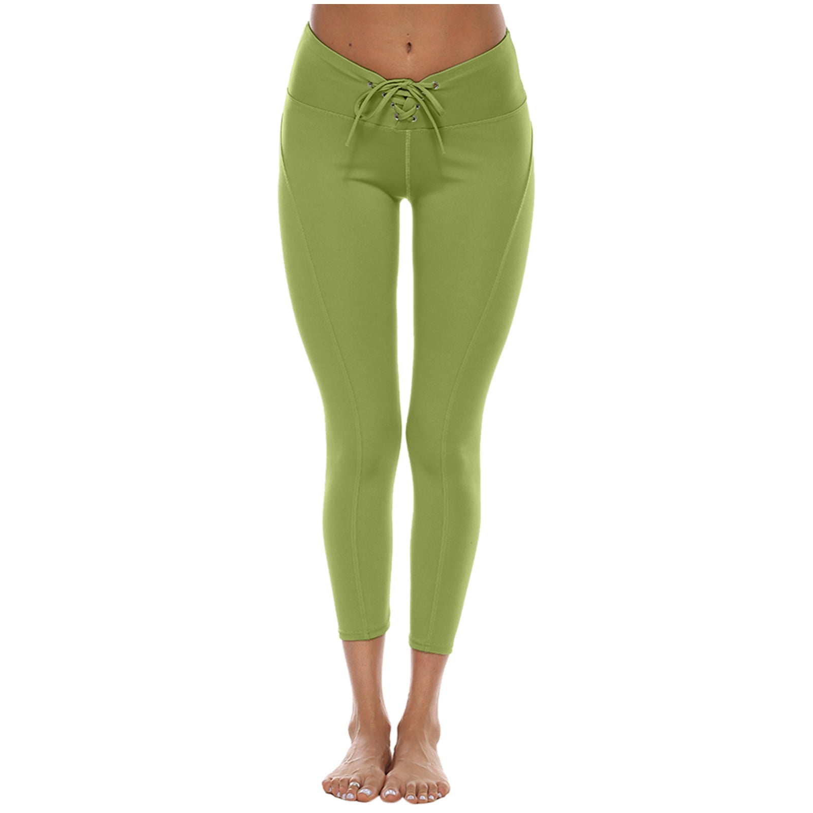 HAPIMO Sales Women's Drawstring Yoga Pants Workout Pants Slimming Stretch  Athletic High Waist Tummy Control Hip Lift Tights Running Yoga Leggings for  Women Green L 