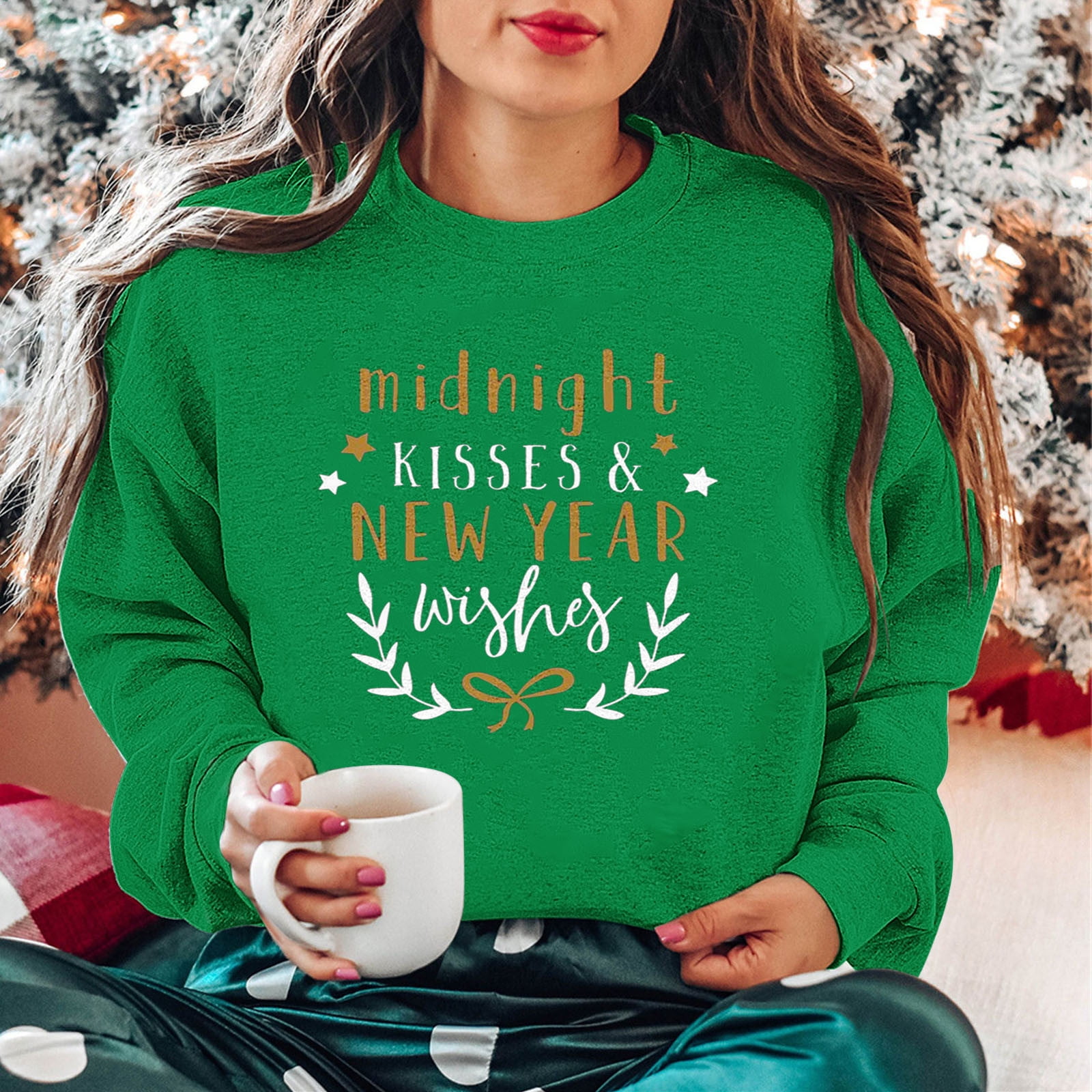 HAPIMO Sales Women's Fashion V Neck Blouse Shirts Casual Christmas Tree