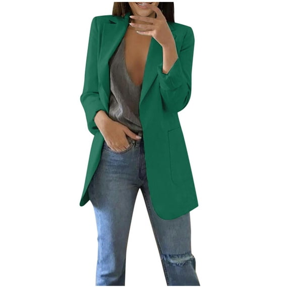 HAPIMO Rollbacks Women's Open Front Knit Cardigan Long Sleeve Lapel Casual Solid Classy Sweater Jacket Teen Girls Clothes Army Green XXL