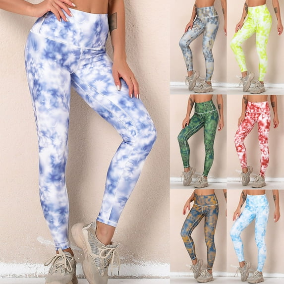 HAPIMO Sales Women's Tie Dye Yoga Pants High Waist Tummy Control Workout Pants Hip Lift Tights Stretch Athletic Slimming Running Yoga Leggings for Women Gray XL