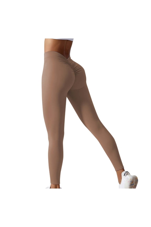 Sales Women's Yoga Pants High Waist Camouflage Print Pocket Workout Pants Hip Lift Tights Stretch Athletic Slimming Running Yoga Leggings for Women Coffee