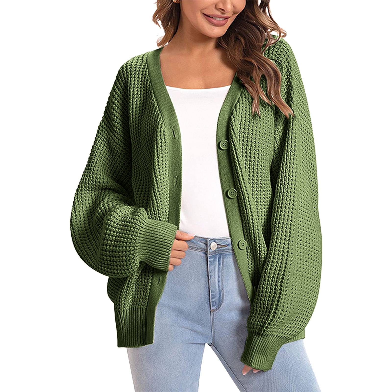 HAPIMO Rollbacks Cardigan Sweaters for Women Long Sleeve Button