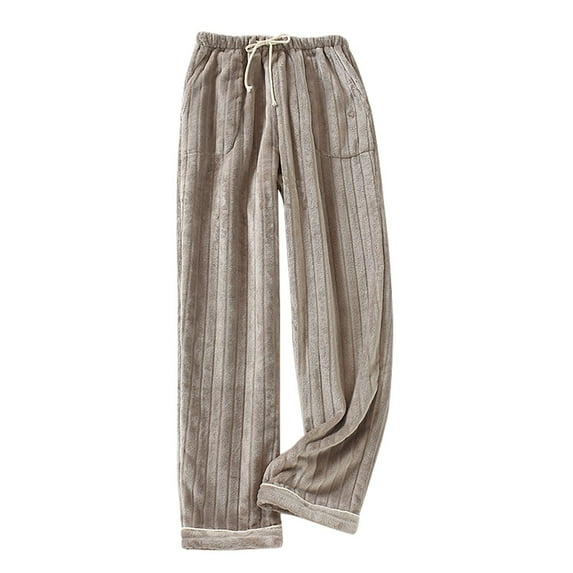 HAPIMO Sales Womens Fuzzy Fleece Pants Warm Cozy Pjs Bottoms Fleece Sweatpants Pants Fleece Sleepwear with Drawstring Khaki M