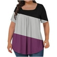 thumbnail image 1 of HAPIMO Sales Womens Summer Plus Size Tops Short Sleeve Button V-Neck Tee Shirt Casual Pleated Flowy Swing Pullover Tops Gradient Color Teen Grils Fashion Clothes Shirts for Women Purple XXL, 1 of 4