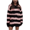 thumbnail image 1 of HAPIMO Sales Womens Sweaters Fall Fashion Long Sleeve Crewneck Knitwear Colorblocked Casual Jumper Striped Pullover Sweaters for Women Pink S, 1 of 6