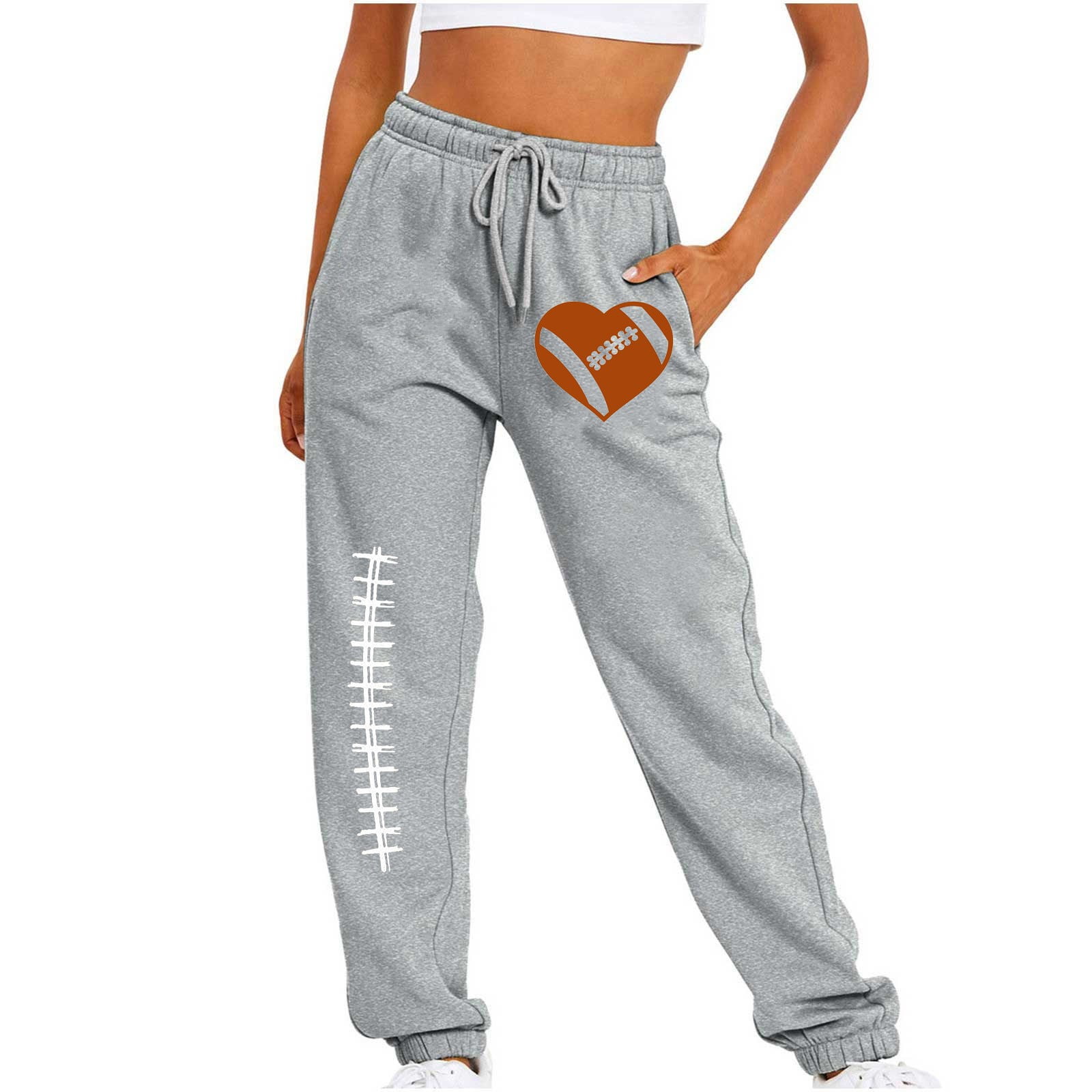 HAPIMO Savings Fall Winter Sweatpants for Women Teens Fall Fashion Outs  Casual Comfy Pants Warm Elastic High Waist Plush Solid Color Letter Print