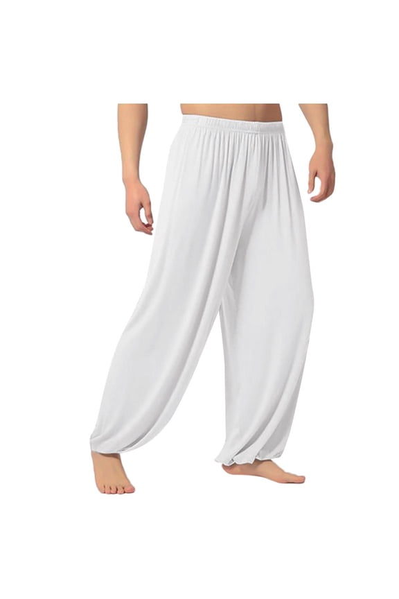 Men's Casual Soft Modal Spandex Harem Yoga Pilates Pants Harem Pants Loose Casual Lounge Yoga Pants Plus Size Joggers White M