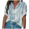 thumbnail image 1 of HAPIMO Savings Shirts for Women Casual Button Down Womens Summer Fashion Tops Lapel Collar Cozy Blouse Short Sleeve Shirt Classic-Fit Gradient Color Ombre Print Tee Shirt Gray M, 1 of 3