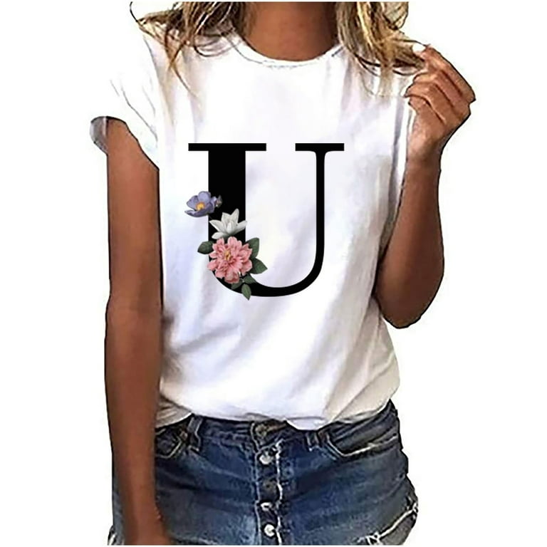 HAPIMO Savings Shirts for Women Crewneck Cozy Blouse Flower Graphic Letter  Print Tee Shirt Casual Raglan Classic-Fit Short Sleeve Shirt Womens Summer  Fashion Tops Black M 