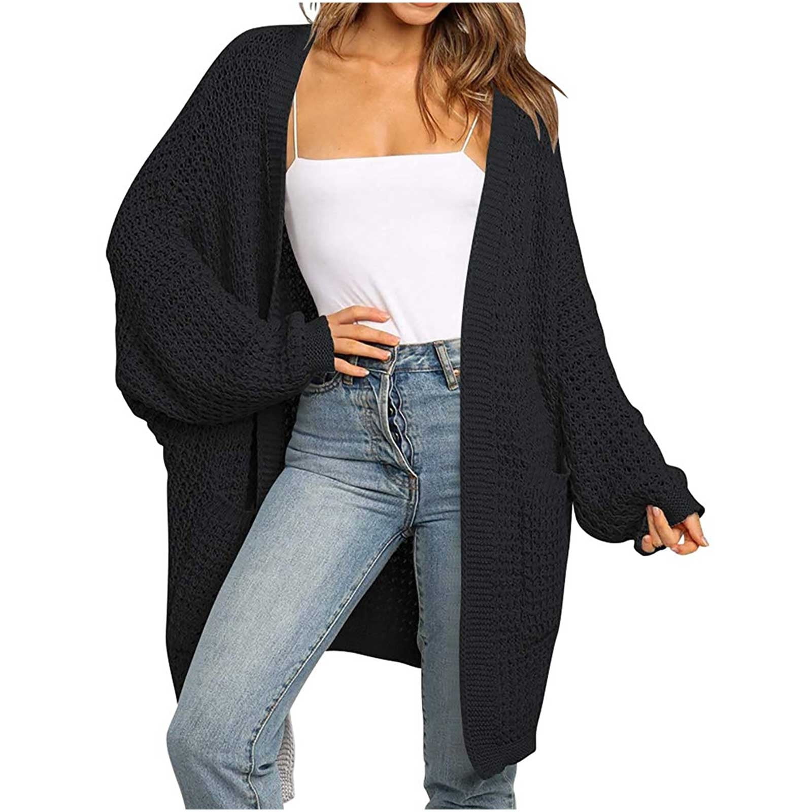 Ankle length black cardigan cheap