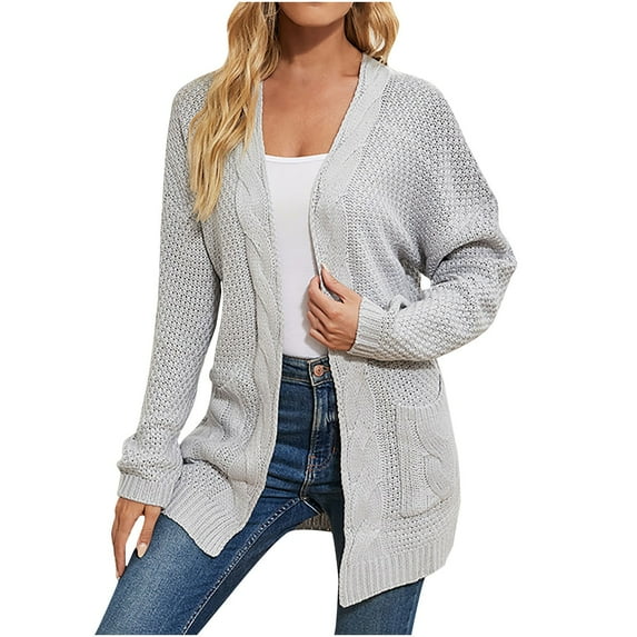 HAPIMO Sweater Cardigans for Women Open Front Knitted Jacket Womens Solid Loose Pocket Outwear Casual Comfy Girls Fall Fashion Tops Long Sleeve Beige M