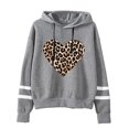 thumbnail image 1 of HAPIMO Savings Sweatshirt for Women Drawstring Pullover Tops Striped Leopard Print Long Sleeve Relaxed Fit Womens Hoodie Sweatshirt Teen Girls Clothes Gray L, 1 of 2