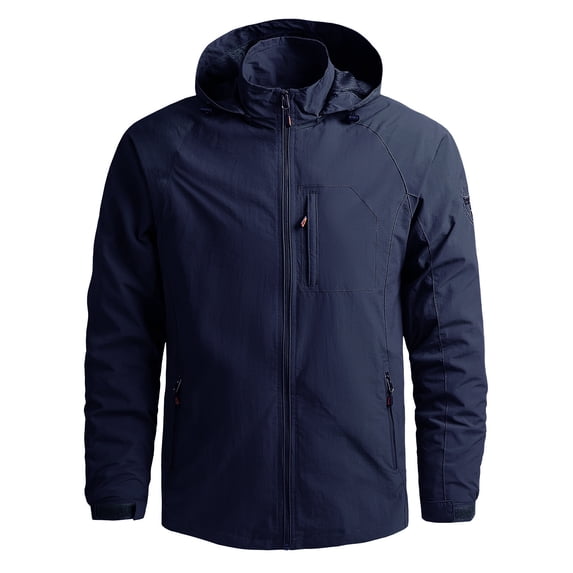 HAPIMO UnOutdoor Soft Rushing Jacket Fall Zipper Multi Pocket Waterproof Camouflage Mountaineering Clothing Jacket Dark Blue L