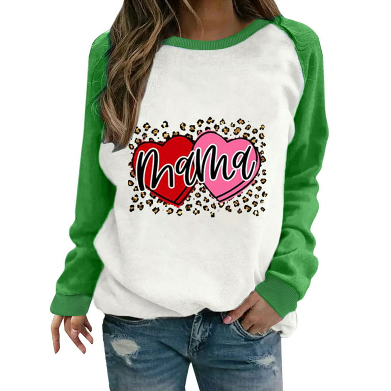 HAPIMO Savings Valentine's Day Shirts for Women Couples Fashion Sweatshirt  Crewneck Pullover Womens Cozy Raglan Blouse Short Sleeve T-Shirt Classic  Valentine Graphic Print Tops Green M 
