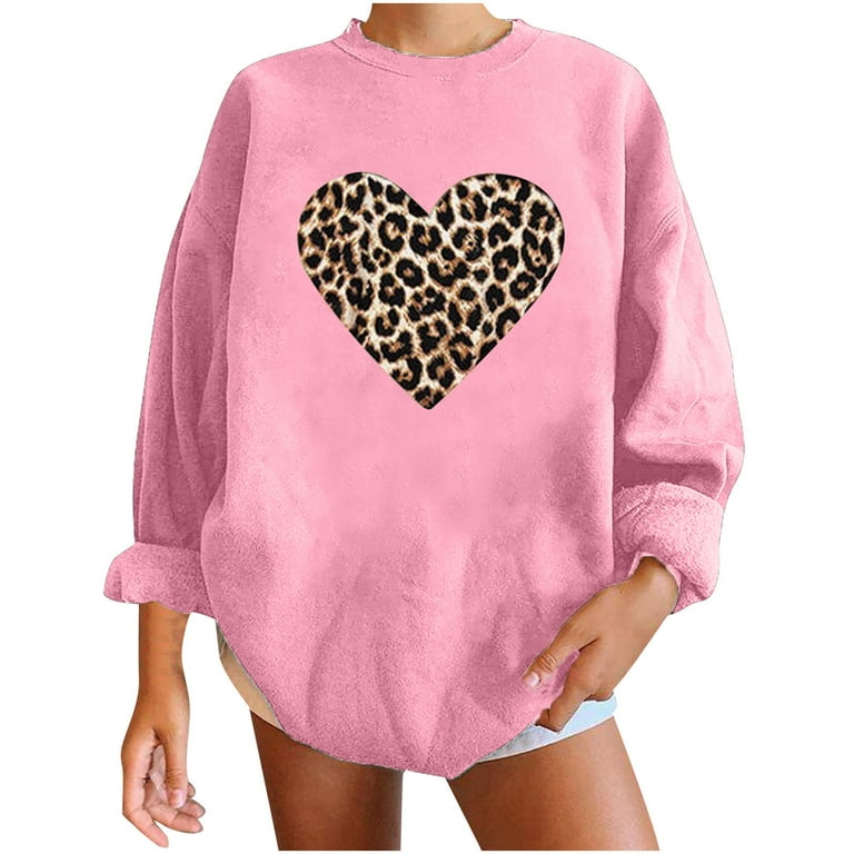 HAPIMO Savings Valentine's Day Shirts for Women Valentine Heart Graphic  Print Tops Couples Fashion Sweatshirt Crewneck Pullover Long Sleeve T-Shirt  Womens Casual Drop Shoulder Blouse Pink XXXL 