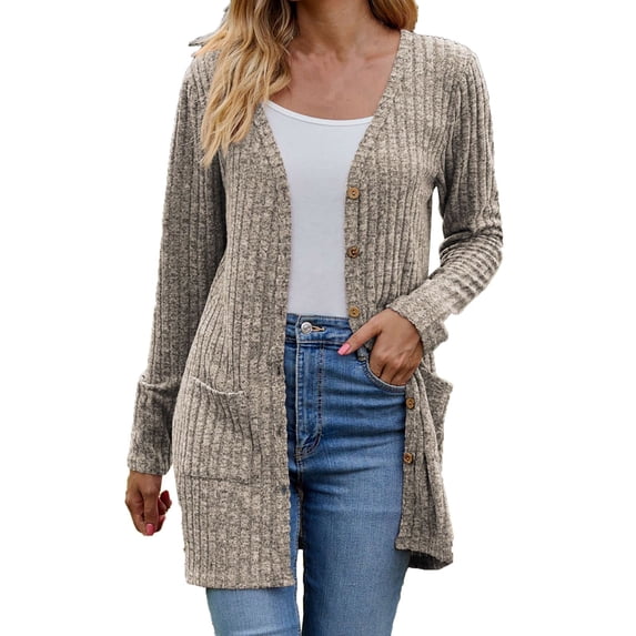 HAPIMO Women Open Front Cardigan Lantern Sleeve V-neck Knitwear Solid Casual Belted Mid-Length Jumper Pullover Womens Sweaters Fall Fashion Yellow L