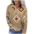 thumbnail image 1 of HAPIMO Savings Women's Fashion Hoodie Sweatshirt Vintage Western Ethnic Graphic Print Tops Pockets Drawstring Pullover Long Sleeve Blouse T-Shirt Clothes for Women Cozy Casual Sweatshirt Khaki XL, 1 of 6