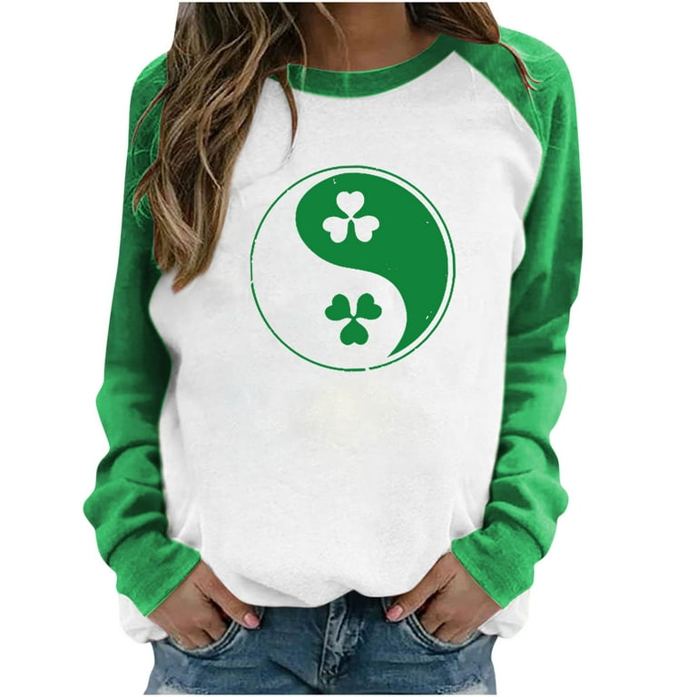 HAPIMO Savings Women's St.Patrick's Day Shirt Long Raglan Sleeve