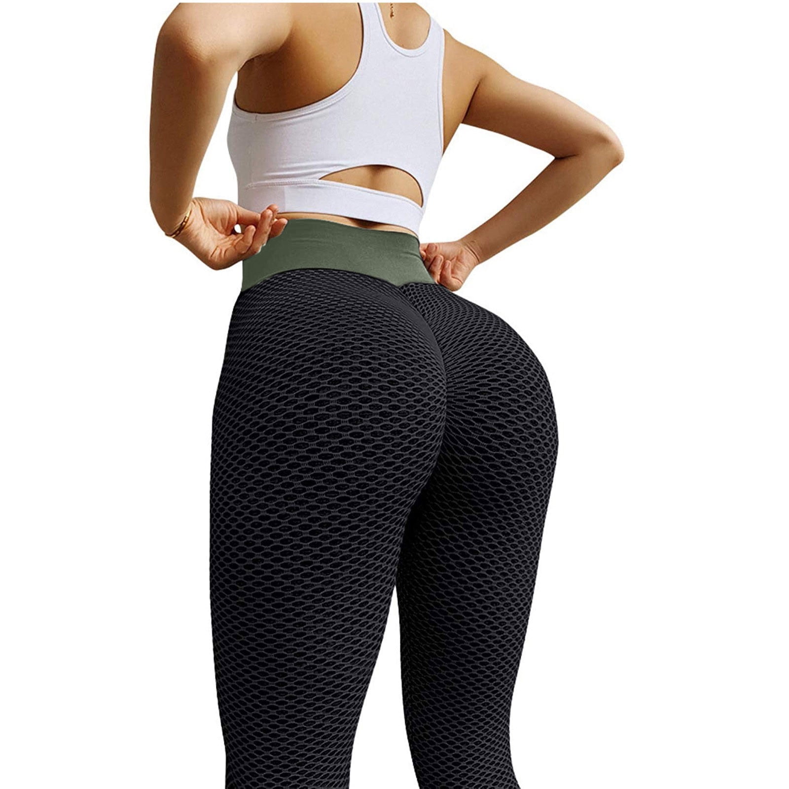 Amtdh Womens Yoga Capris High Waist Tummy Control Workout Pants