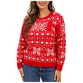 thumbnail image 1 of HAPIMO Savings Womens Cute Heart Sweater Fall Fashion Round Neck Long Sleeve Pullover Casual Knit Ribbed Loose Sweaters Teen Girls Clothes Red S, 1 of 6