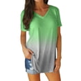 thumbnail image 1 of HAPIMO Womens Summer Tops Gradient Color Teen Grils Fashion Clothes Short Sleeve V-Neck Tee Shirt Casual Comfy Pullover Tops Shirts for Women Green L, 1 of 4