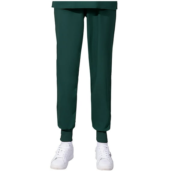 HAPIMO Scrubs Pants Bunched Feet for Women Elastic Waist Trendy Clothes Solid Color Retro Trousers Leisure Relaxed Workout Army Green L